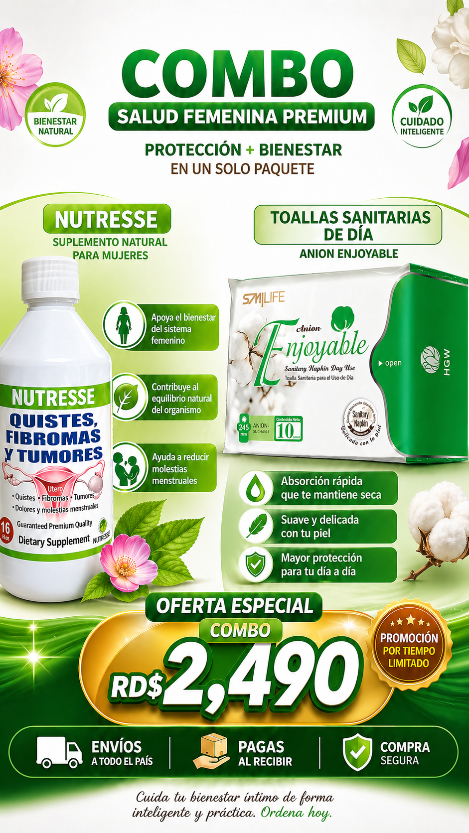Combo Salud Femenina Premium · Quistes + Toallas de Día
