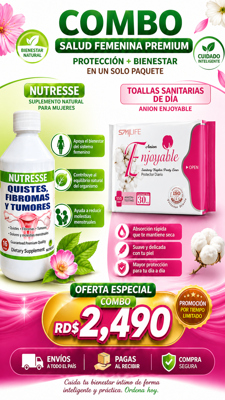 Combo Salud Femenina Premium · Quistes + Protector Diario