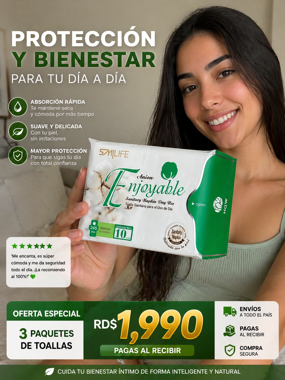 Toallas Premium Día HGW · Algodón + Turmalina