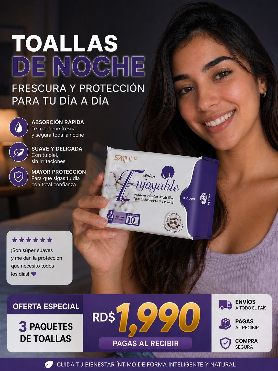 Toallas Premium Noche HGW · Algodón + Turmalina