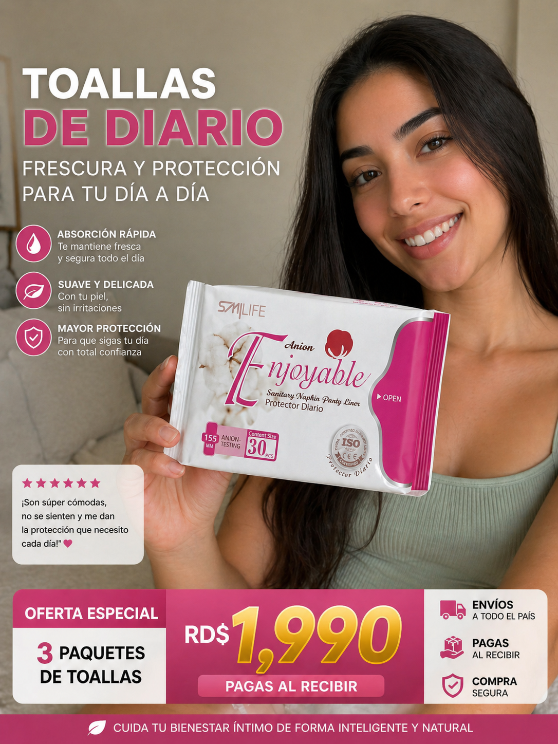 Toallas Protectoras Diarias HGW · Algodón + Turmalina